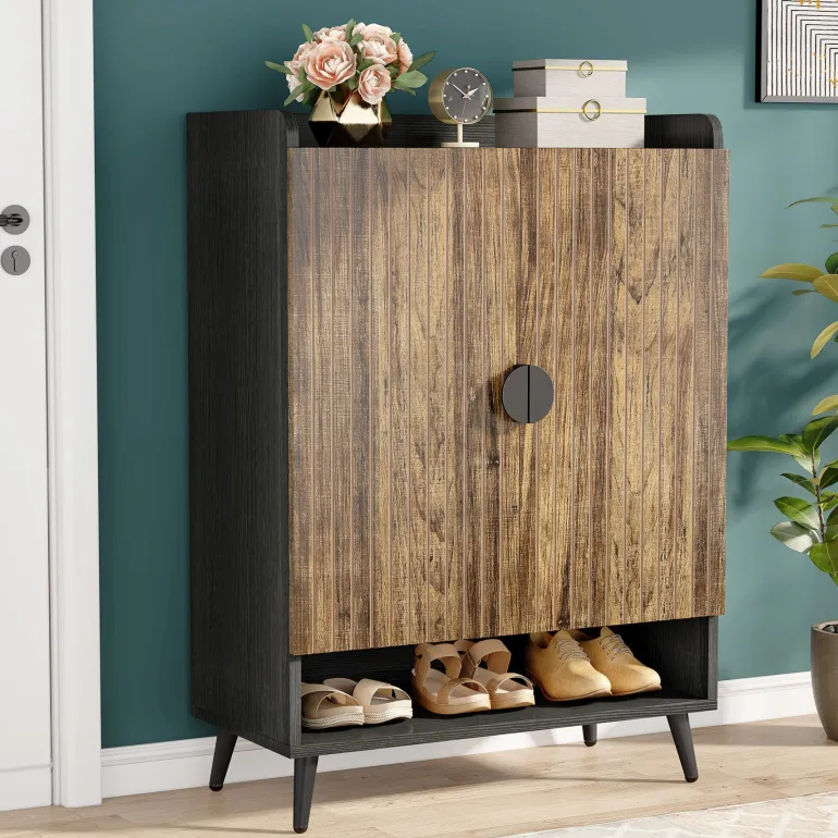 Sale Tribesigns Shoe Cabinet, Shoe Storage Organizer with Adjustable Shelves