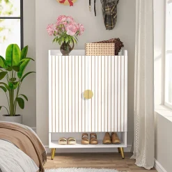 Sale Tribesigns Shoe Cabinet, Shoe Storage Organizer with Adjustable Shelves