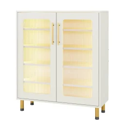 Hot Tribesigns Shoe Cabinet, 5-Tier Shoe Organizer with LED Light & Acrylic Doors