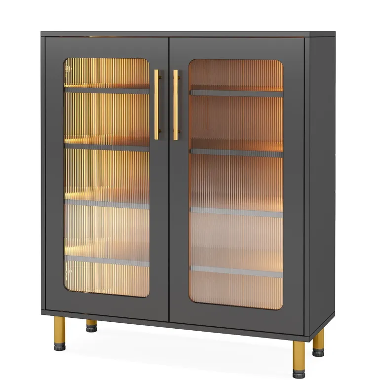 Hot Tribesigns Shoe Cabinet, 5-Tier Shoe Organizer with LED Light & Acrylic Doors