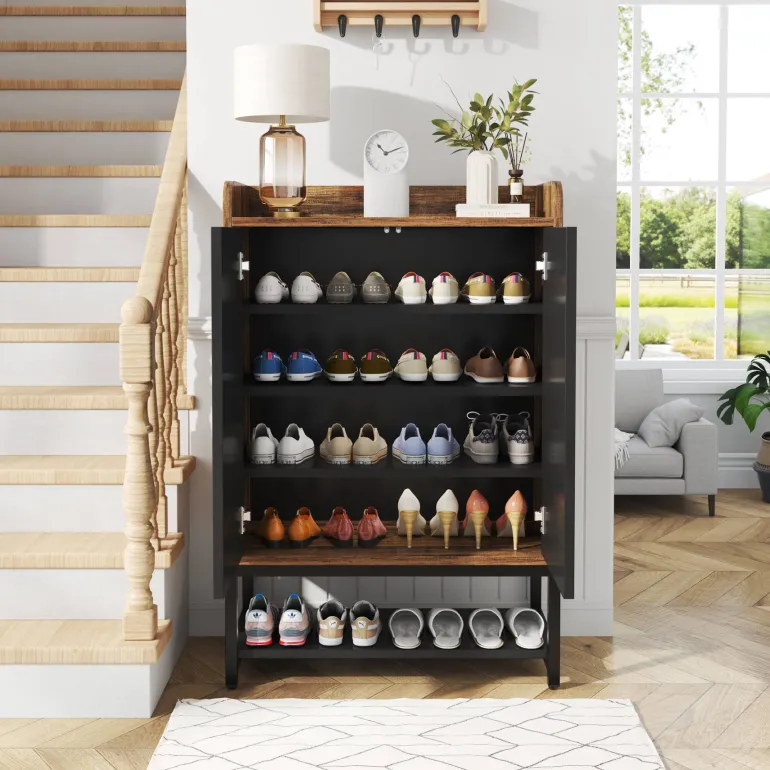 Shop Tribesigns Shoe Cabinet, 5-Tier Shoe Rack Organizer with Doors for Entryway
