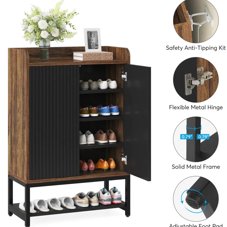 Shop Tribesigns Shoe Cabinet, 5-Tier Shoe Rack Organizer with Doors for Entryway