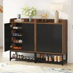 Shop Tribesigns Shoe Cabinet, 5-Tier Shoe Rack Organizer with Doors for Entryway
