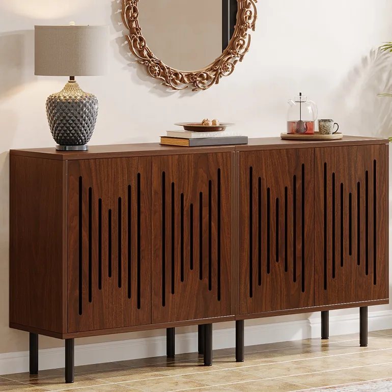Shop Tribesigns Sideboard Buffet, Set of 2 Storage Cabinet with Adjustable Shelves