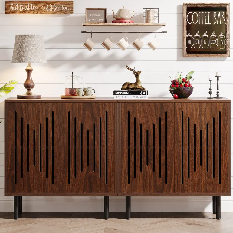 Shop Tribesigns Sideboard Buffet, Set of 2 Storage Cabinet with Adjustable Shelves