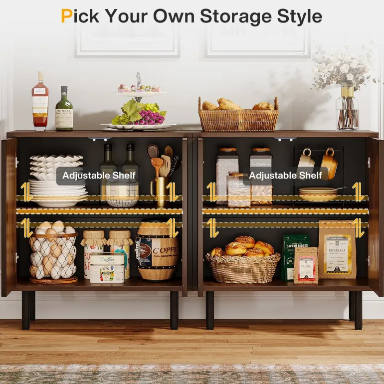Shop Tribesigns Sideboard Buffet, Set of 2 Storage Cabinet with Adjustable Shelves