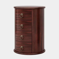 Best Sale Tribesigns Solid Wood End Table, Round Side Table With 4 Drawers