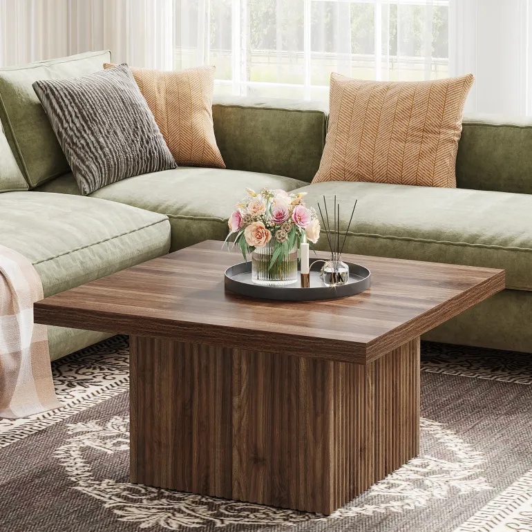 Cheap Tribesigns Square Coffee Table, 31.5-Inch Wood Center Table Cocktail Table