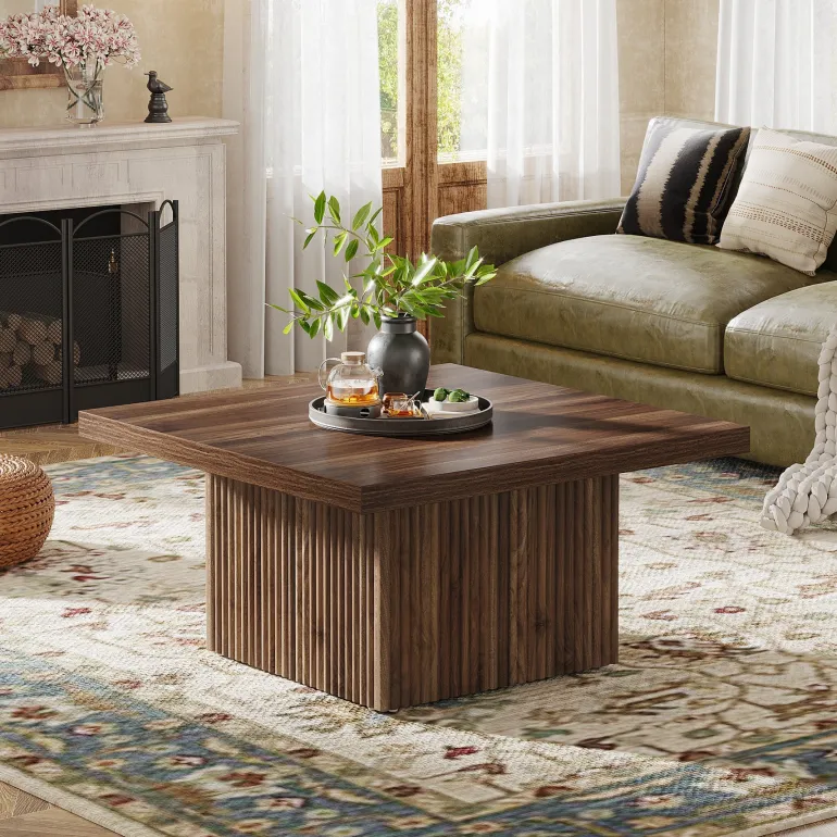 Cheap Tribesigns Square Coffee Table, 31.5-Inch Wood Center Table Cocktail Table
