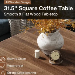 Cheap Tribesigns Square Coffee Table, 31.5-Inch Wood Center Table Cocktail Table
