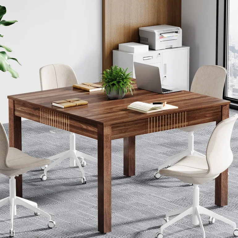 Sale Tribesigns Square Conference Table, Small Meeting Room Table For Home Office