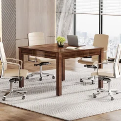 Sale Tribesigns Square Conference Table, Small Meeting Room Table For Home Office