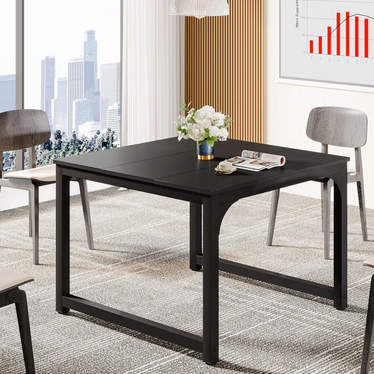 Discount Tribesigns Square Conference Table, Small Meeting Seminar Table Meeting Room Table