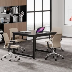 Discount Tribesigns Square Conference Table, Small Meeting Seminar Table Meeting Room Table