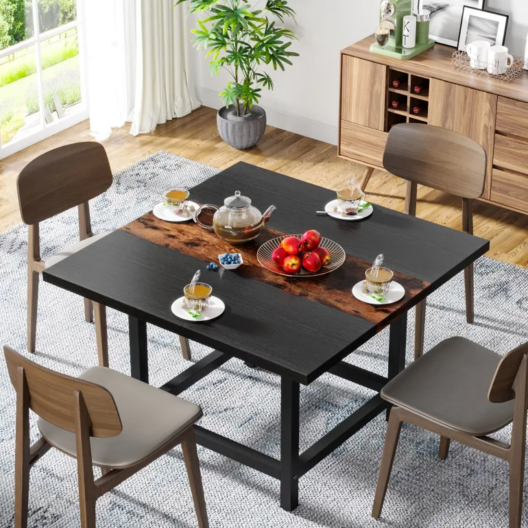 Best Tribesigns Square Dining Table, Farmhouse 39"x 39"x 29" Kitchen Table for 4