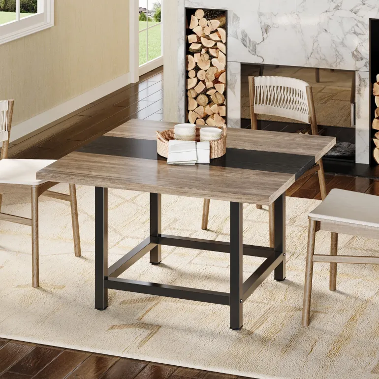 Best Tribesigns Square Dining Table, Farmhouse 39"x 39"x 29" Kitchen Table for 4