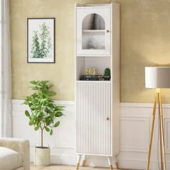 Shop Tribesigns Storage Cabinet, 67’’ Bathroom Cabinet with 2 Doors and 6 Shelves