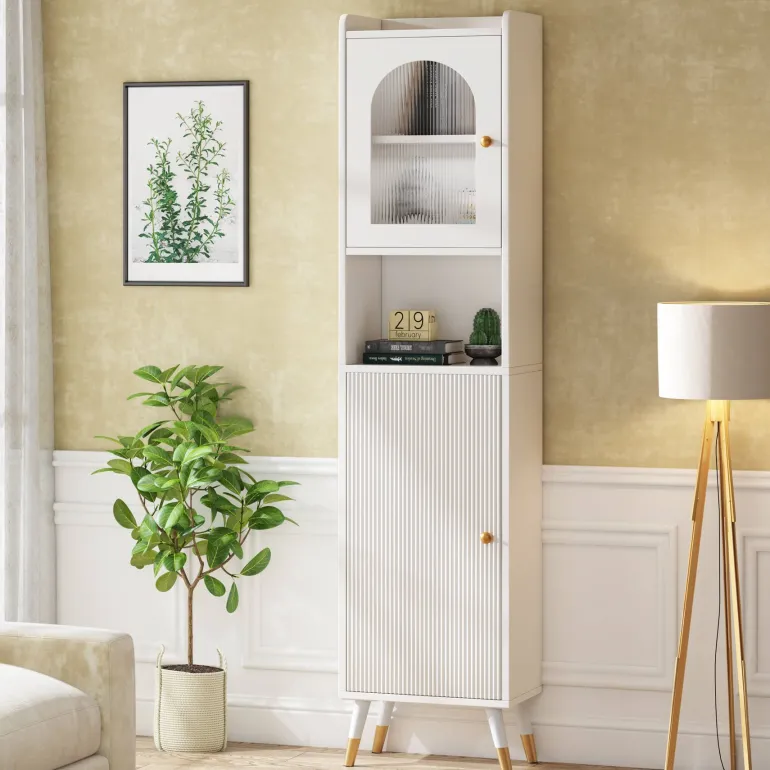 Shop Tribesigns Storage Cabinet, 67’’ Bathroom Cabinet with 2 Doors and 6 Shelves