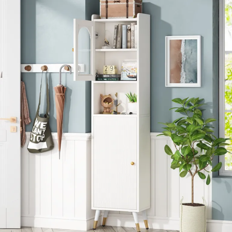 Shop Tribesigns Storage Cabinet, 67’’ Bathroom Cabinet with 2 Doors and 6 Shelves