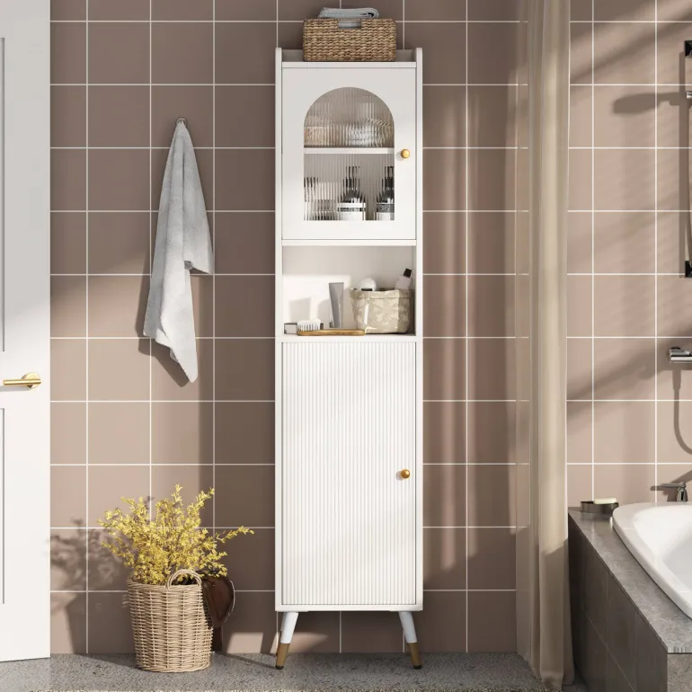 Shop Tribesigns Storage Cabinet, 67’’ Bathroom Cabinet with 2 Doors and 6 Shelves