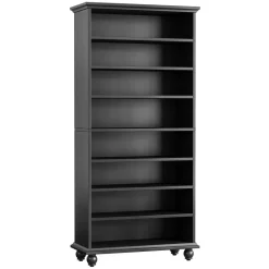 Best Sale Tribesigns 9-Tier Bookcase Wood Bookshelf with LED Lighting & Solid Wood Legs