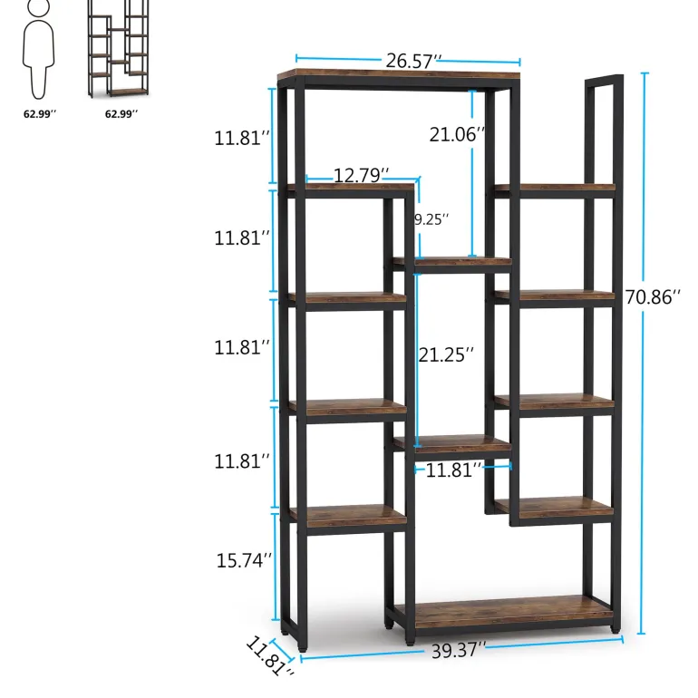 Hot Tribesigns 6-Tier Bookshelf 70.9 inch Tall Bookcase, 12-Shelf Display Shelves