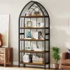Cheap Tribesigns 5-Tier Bookshelf, 74.8" Industrial Curved Bookcase Freestanding Display Shelf