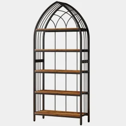 Cheap Tribesigns 5-Tier Bookshelf, 74.8" Industrial Curved Bookcase Freestanding Display Shelf