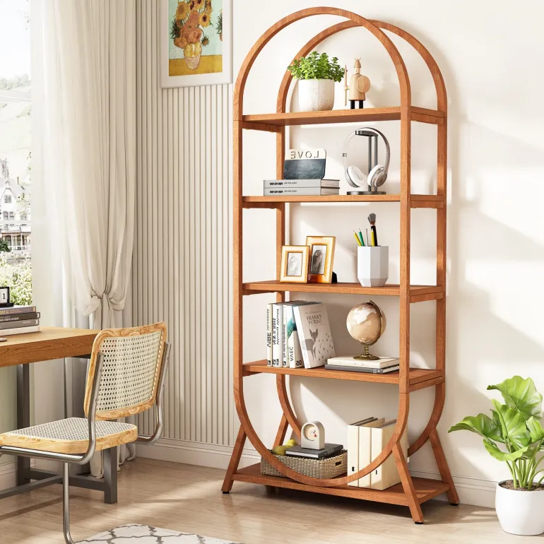 Flash Sale Tribesigns 5-Tier Bookshelf, 70.8" Open Bookcase Arched Display Rack