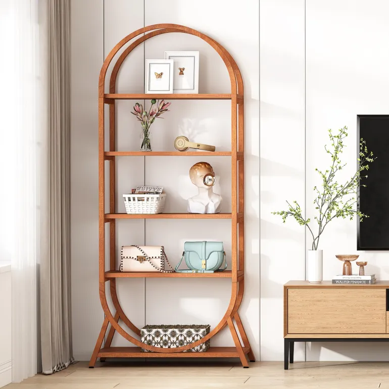 Flash Sale Tribesigns 5-Tier Bookshelf, 70.8" Open Bookcase Arched Display Rack