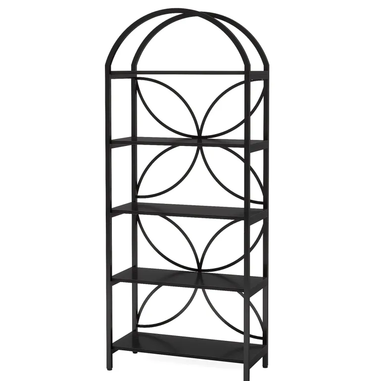 Discount Tribesigns 5-Tier Bookshelf, 75" Tall Arched Bookcase Display Rack