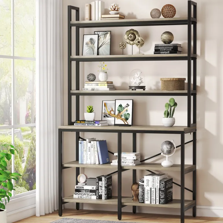 Store Tribesigns 6-Tier Bookshelf, Industrial Etagere Bookcase Storage Rack