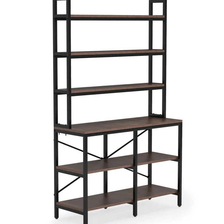 Store Tribesigns 6-Tier Bookshelf, Industrial Etagere Bookcase Storage Rack