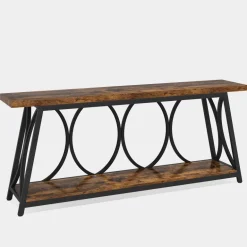 Best Tribesigns 2-Tier Console Table, 70.9" Industrial Sofa Table Behind Couch with Shelves