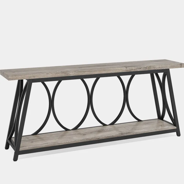 Best Tribesigns 2-Tier Console Table, 70.9" Industrial Sofa Table Behind Couch with Shelves