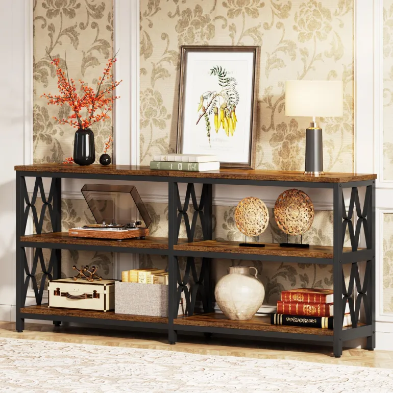 Outlet Tribesigns 3-Tier Console Table, 70.9" Industrial Sofa Foyer Table for Living Room