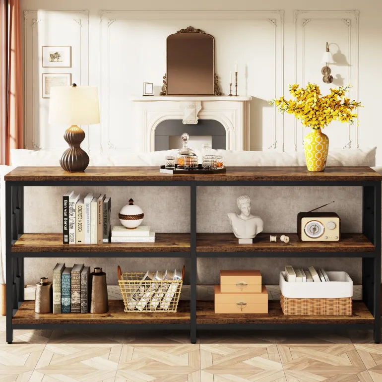 Outlet Tribesigns 3-Tier Console Table, 70.9" Industrial Sofa Foyer Table for Living Room