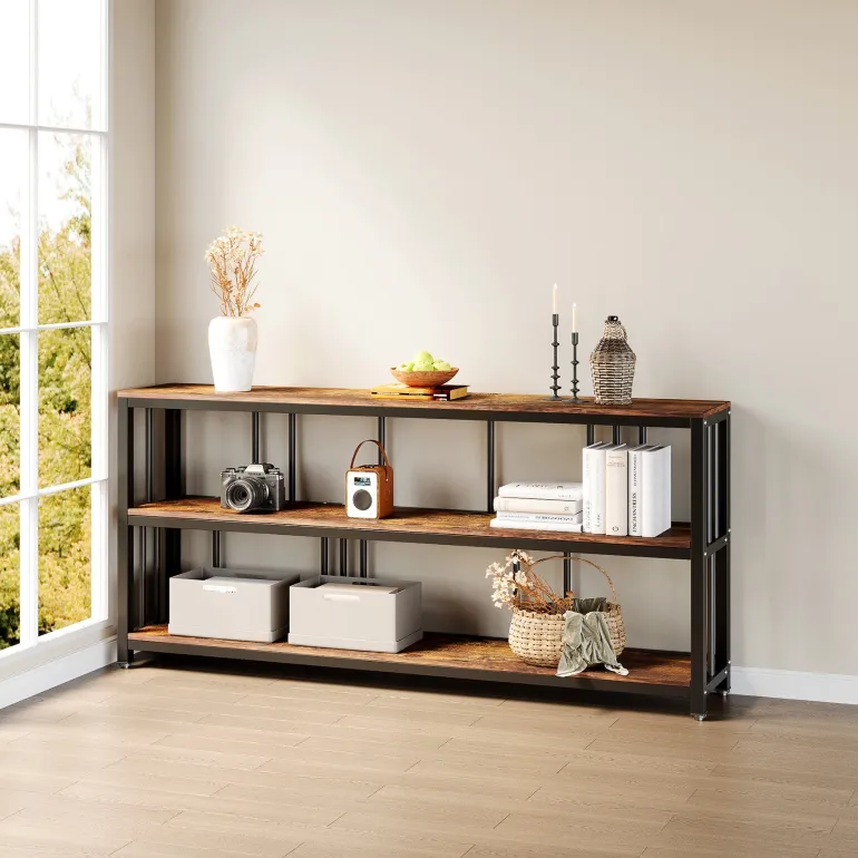 Online Tribesigns 3-Tier Console Table, 70.9" Long Sofa Table Behind Couch
