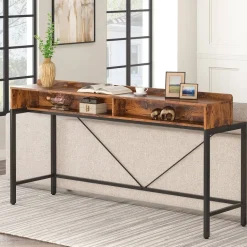 Cheap Tribesigns 2-Tier Console Table, 70.9" Sofa Hallway Table with Open Shelves