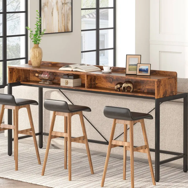 Cheap Tribesigns 2-Tier Console Table, 70.9" Sofa Hallway Table with Open Shelves