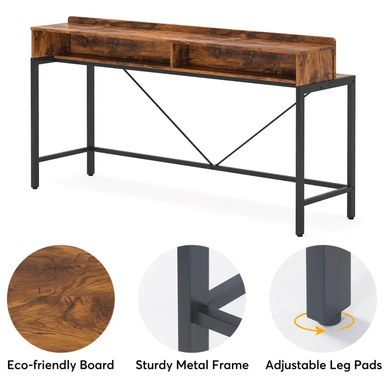 Cheap Tribesigns 2-Tier Console Table, 70.9" Sofa Hallway Table with Open Shelves