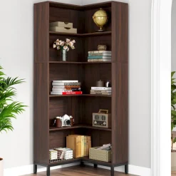 Fashion Tribesigns 6-Tier Corner Bookcase, 71 inch L-Shaped Etagere Bookshelf