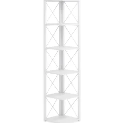 Hot Tribesigns 6-Tier Corner Shelf, 70.86" Corner Bookshelf Storage Etagere Bookcase