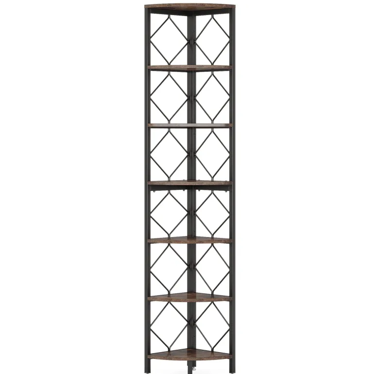 Hot Tribesigns 7-Tier Corner Shelf, 78.7” Corner Bookcase Slim Corner Storage Rack