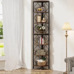 Hot Tribesigns 7-Tier Corner Shelf, 78.7” Corner Bookcase Slim Corner Storage Rack
