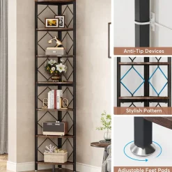 Hot Tribesigns 7-Tier Corner Shelf, 78.7” Corner Bookcase Slim Corner Storage Rack
