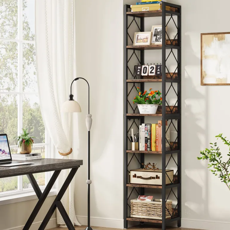 Discount Tribesigns 7-Tier Corner Shelf, 78.7" Narrow Bookshelf Corner Bookcase