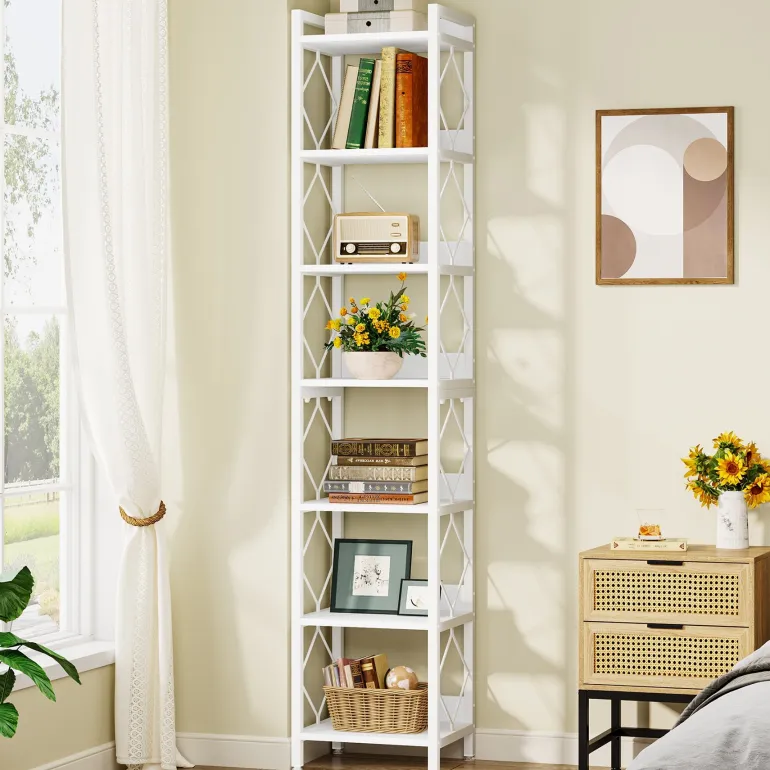 Discount Tribesigns 7-Tier Corner Shelf, 78.7" Narrow Bookshelf Corner Bookcase