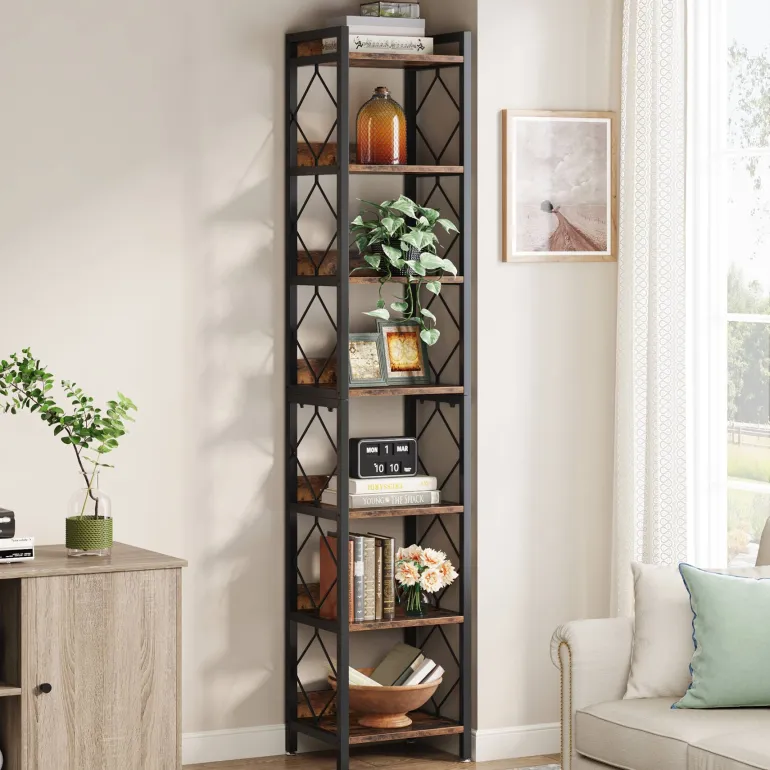 Discount Tribesigns 7-Tier Corner Shelf, 78.7" Narrow Bookshelf Corner Bookcase