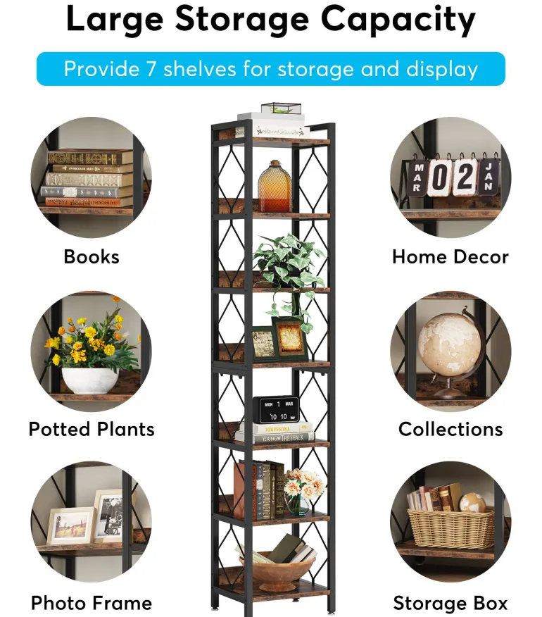 Discount Tribesigns 7-Tier Corner Shelf, 78.7" Narrow Bookshelf Corner Bookcase